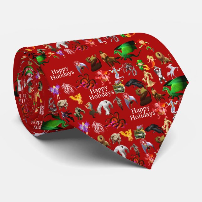 P is for Phoenix Christmas Tie(Red) Tie (Rolled)