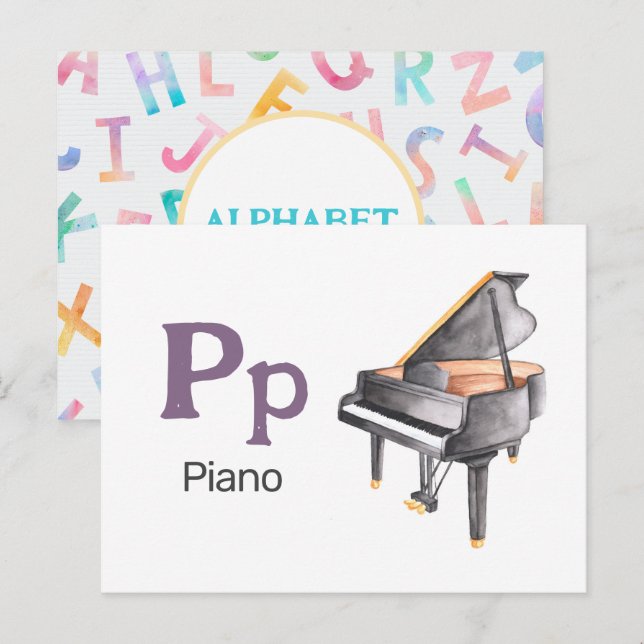 P is for Piano - Alphabet Flash Card (Front/Back)