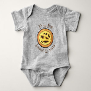 P is for Portuguese Egg Tart Pastel de Nata Baby Bodysuit