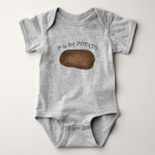 P is for POTATO Hot Baked Idaho Potatoes Letter P Baby Bodysuit