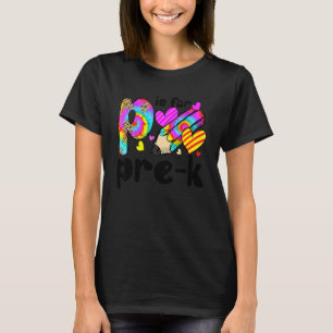 P Is For Pre K Tie Dye Apple Teacher Student Back  T-Shirt
