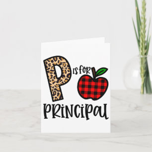 P Is For Principal Leopard Plaid Funny Ck To Schoo Card