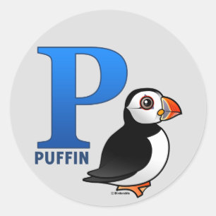 P is for Puffin Classic Round Sticker