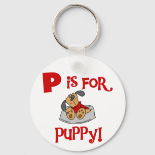 P is for Puppy Tshirts and Gifts Keychain