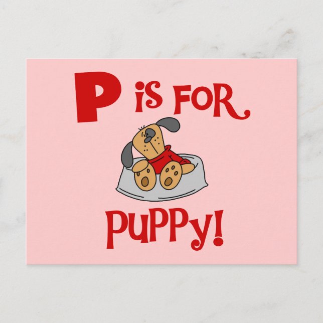 P is for Puppy Tshirts and Gifts Postcard (Front)
