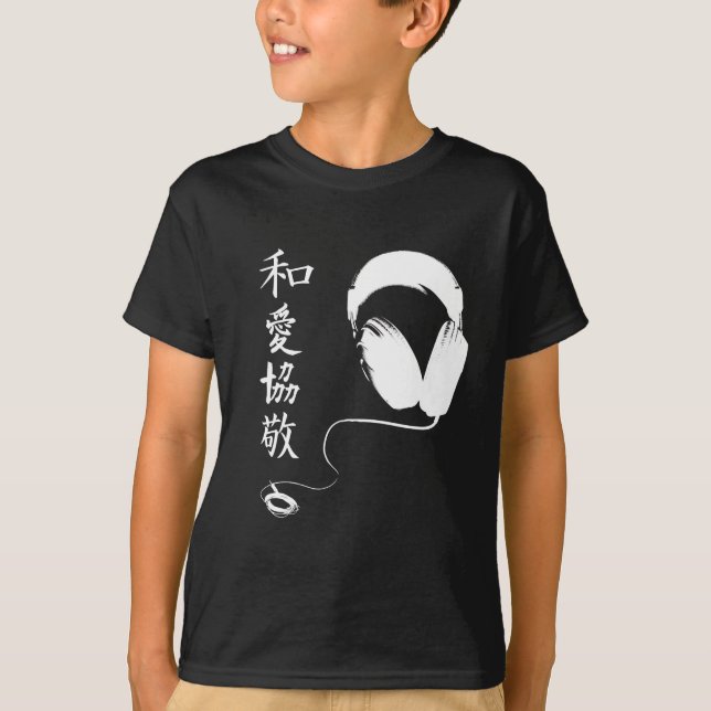 P.L.U.R Kanji Headphones T-Shirt (Front)
