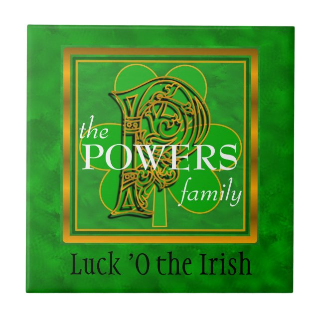 P "Luck of the Irish" Family Custom Monogram Tile (Front)