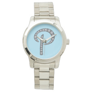 P monogram bling wristwatch