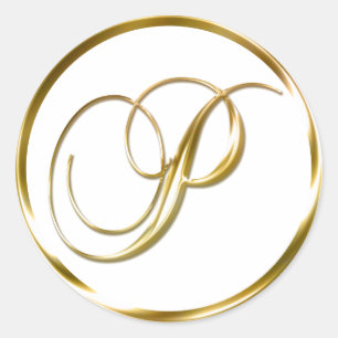 P Monogram Faux Gold Envelope Or Favour Seal