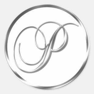 P Monogram Faux Silver Envelope Or Favour Seal