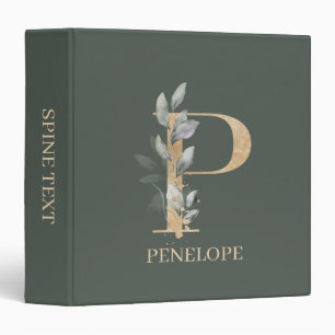 P Monogram Floral Personalized 3 Ring Binder