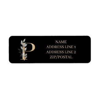 P Monogram Floral Personalized Label