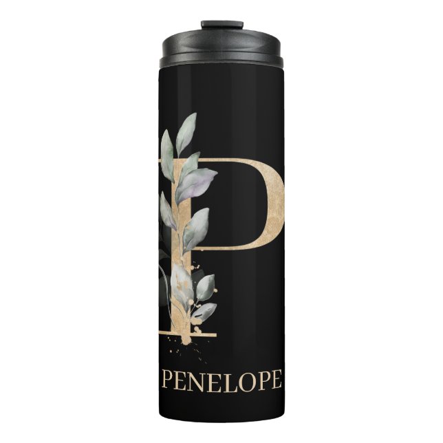 P Monogram Floral Personalized Thermal Tumbler (Front)
