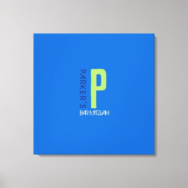 P Monogram Initial Bar Bat Mitzvah Sign-In Board Canvas Print (Front)
