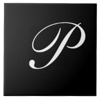 P Monogram Initial White on Black