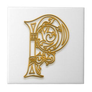 P Monogram "Irish Gold" Ceramic Tile