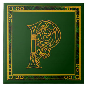 P Monogram “Irish Gold on Green” Ceramic Tile