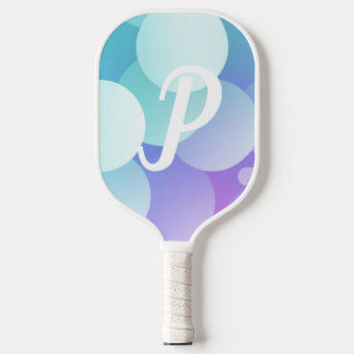 P Name Pickleball Paddle Purple Blue Bubble Modern