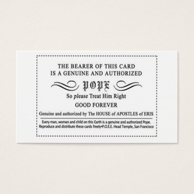 P.O.E.E. Pope Card (Front)