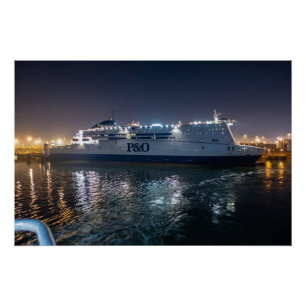 P&O Pride of Hull Ferry at Night Poster