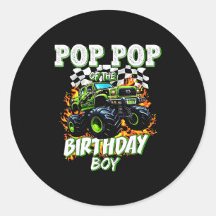 P P Of The Birthday Boy Monster Truck Birthday Kid Classic Round Sticker