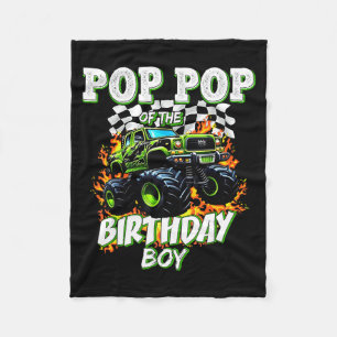 P P Of The Birthday Boy Monster Truck Birthday Kid Fleece Blanket