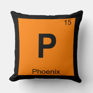 P - Phoenix City Chemistry Periodic Table Symbol Throw Pillow