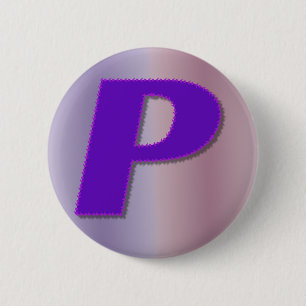 P purple mnogram 2 inch round button