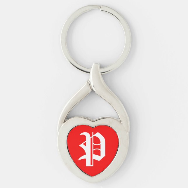 "P" Red Heart Keychain (Front)