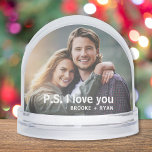 P.S. I Love You Romantic Couple Photo Custom Snowglobe<br><div class="desc">P.S. I Love You The Most Romantic Couple Modern Photo Template Custom Snow Globes features your favourite photo with your personalized names with the customizable text "P.S. I love you" in modern calligraphy script. Makes a fantastic gift for Christmas, holidays, birthday, anniversary, Valentine's Day and more. Personalize by editing the...</div>