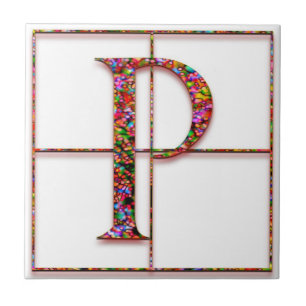 P Trajanus Red Custom Monogram Tile
