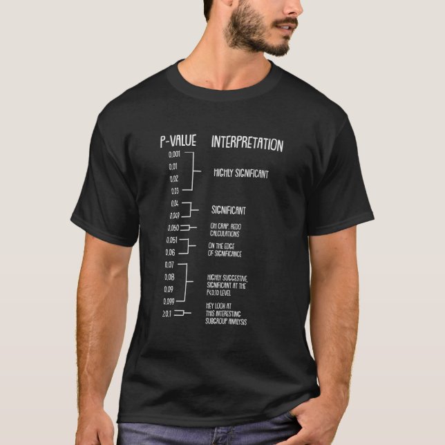 P-Value Phd Statistics Statistician Data Analyst G T-Shirt (Front)