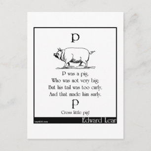 P was a pig postcard