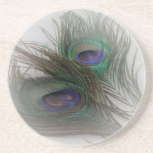 © P Wherrell Contemporary trendy peacock feathers Coaster