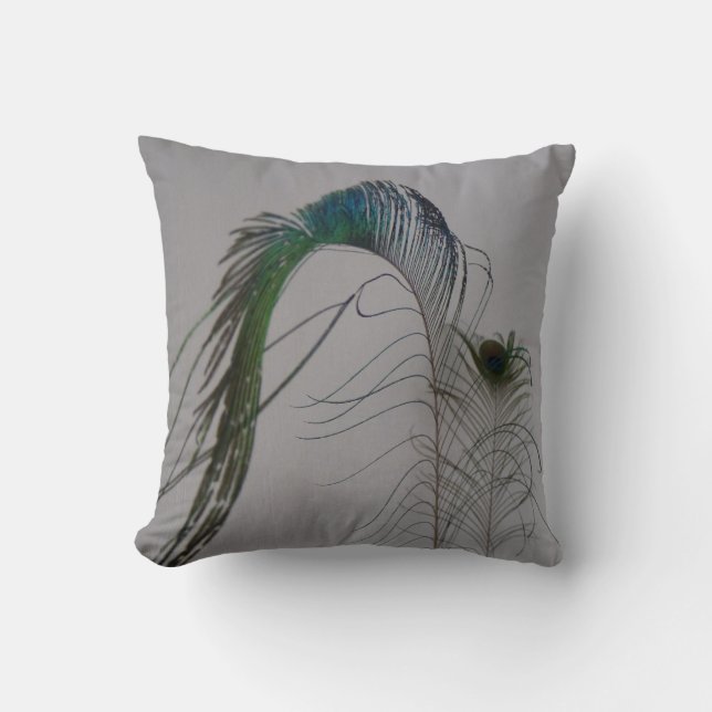 © P Wherrell Elegant fine art peacock feathers Throw Pillow (Front)