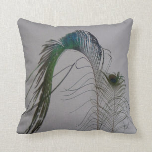 © P Wherrell Elegant fine art peacock feathers Throw Pillow
