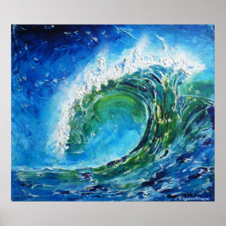 © P Wherrell Fine art oil painting wave ocean sea Poster