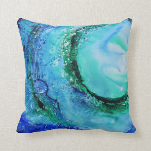 © P Wherrell Ocean lover fine art wave blue green Throw Pillow