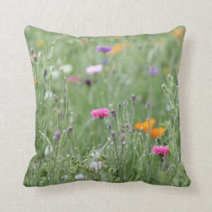 © P Wherrell Pretty wild flower meadow field Throw Pillow