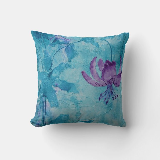 © P Wherrell Trendy stylish trailing purple flower Throw Pillow (Front)