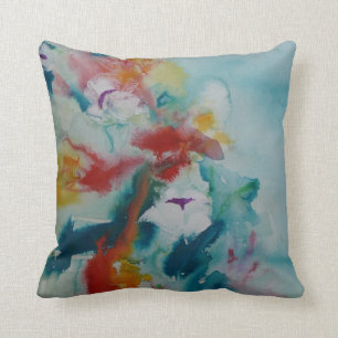 © P Wherrell Waterlilies with colourful background Throw Pillow
