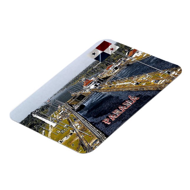 PA0003 America - Panama - Canal Locks - panoramic Magnet (Left Side)
