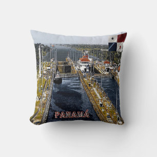 PA0003 America - Panama - Canal Locks - panoramic Throw Pillow
