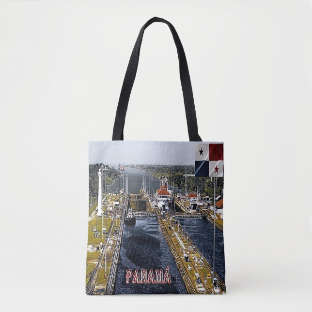 PA0003 America - Panama - Canal Locks - panoramic Tote Bag (Front)