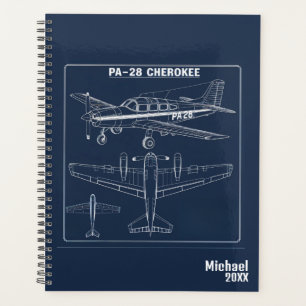 PA-28 Cherokee Airplane Blueprint Blue Aviation Planner