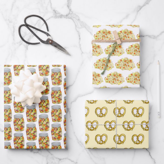 PA Dutch Amish Food Chow Chow Soft Pretzel Pot Pie Wrapping Paper Sheet (Front)