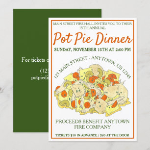 PA Dutch Fire Hall Pot Pie Dinner Supper Invitation