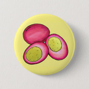 PA Dutch Food Pickled Hard Boiled Red Beet Eggs 2 Inch Round Button