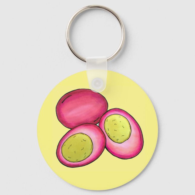PA Dutch Food Pickled Hard Boiled Red Beet Eggs Keychain (Front)