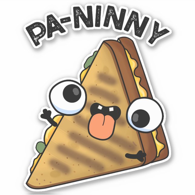 Pa-ninny Funny Panini Pun features a cute panini s (Front)